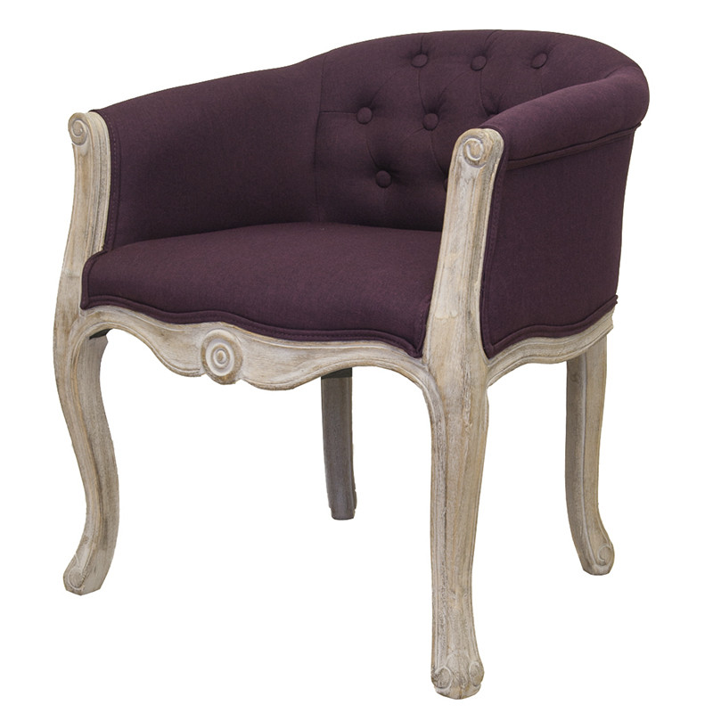 Кресло низкое в стиле прованс Louis French Armchair violet flax