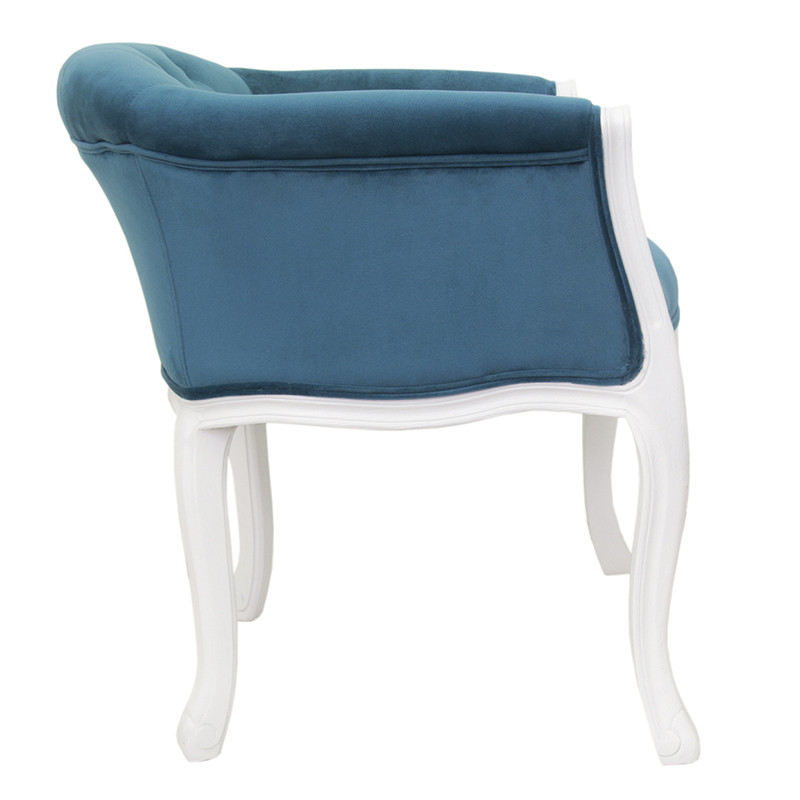 Кресло низкое в стиле прованс Louis French Armchair white and blue velour