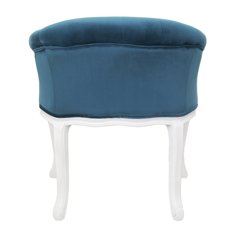 Кресло низкое в стиле прованс Louis French Armchair white and blue velour
