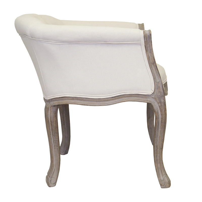 Кресло низкое в стиле прованс Бежевый Лен Louis French Armchair