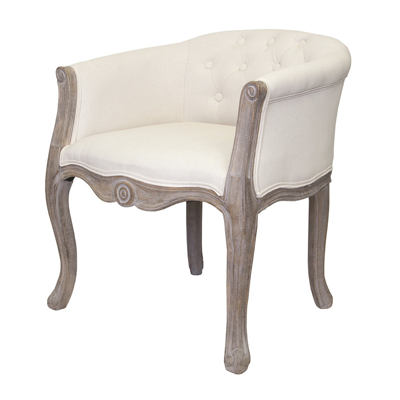 Кресло низкое в стиле прованс Бежевый Лен Louis French Armchair