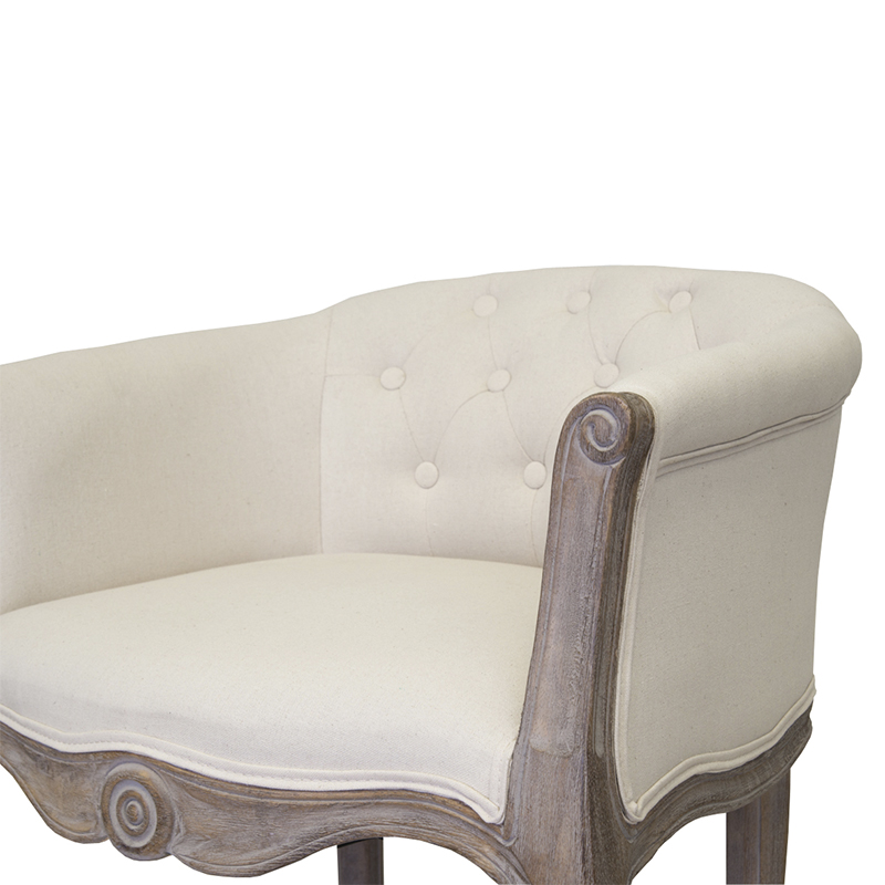 Кресло низкое в стиле прованс Бежевый Лен Louis French Armchair