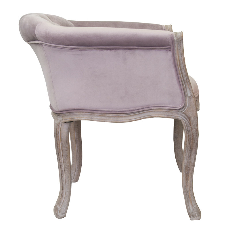 Кресло низкое в стиле прованс Розовый Велюр Louis French Armchair