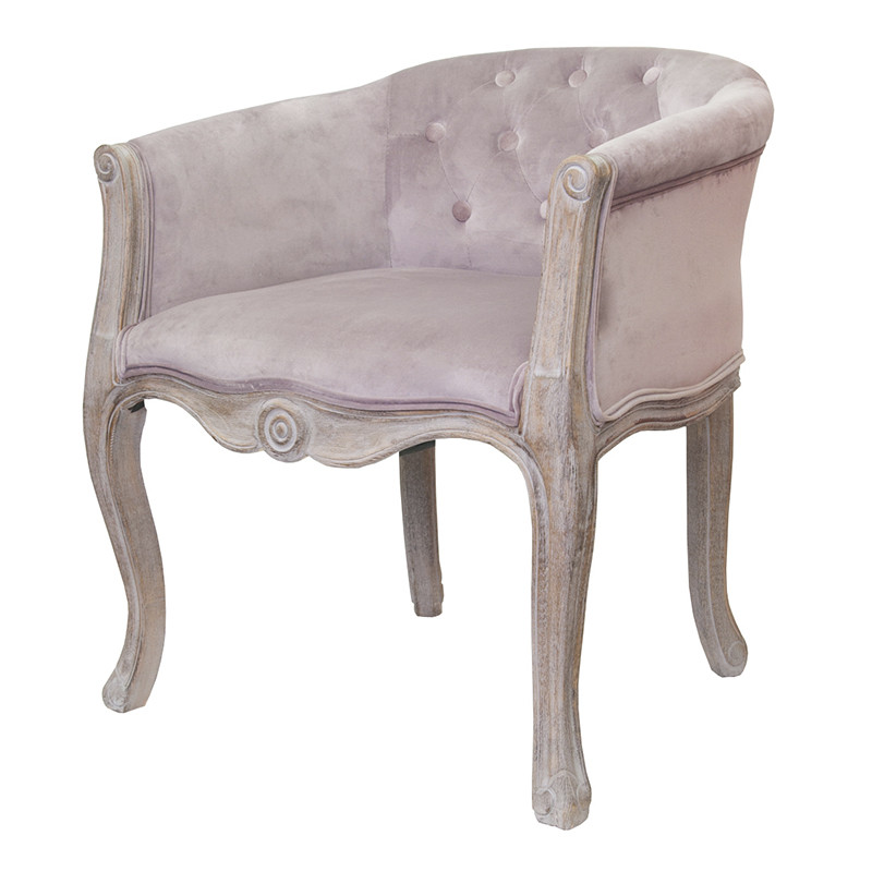 Кресло низкое в стиле прованс Розовый Велюр Louis French Armchair