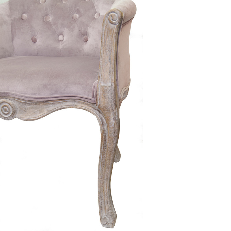 Кресло низкое в стиле прованс Розовый Велюр Louis French Armchair