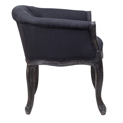 Кресло низкое в стиле прованс Черный Лен Louis French Armchair
