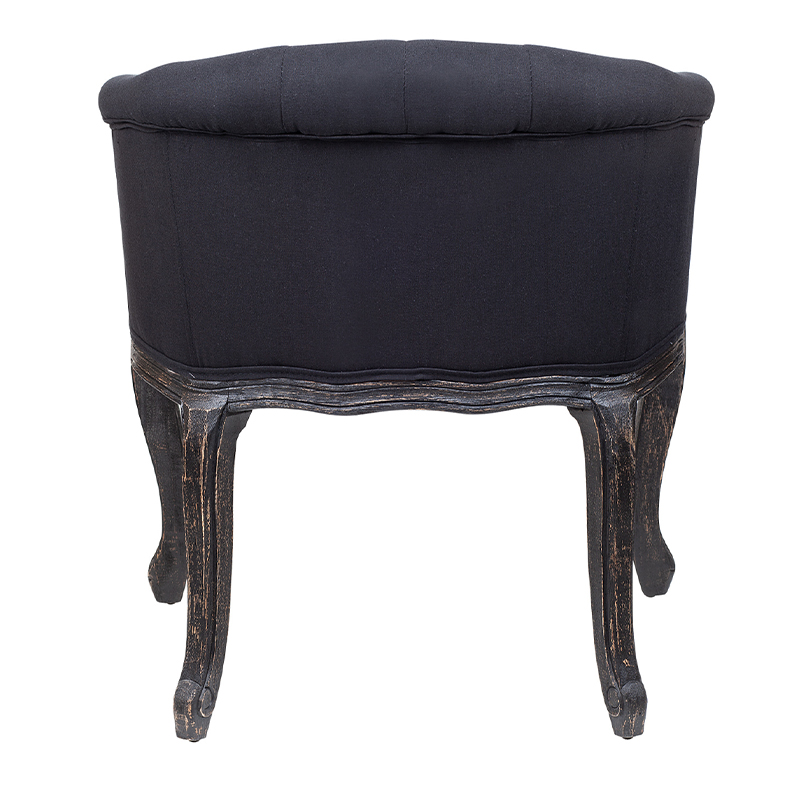 Кресло низкое в стиле прованс Черный Лен Louis French Armchair