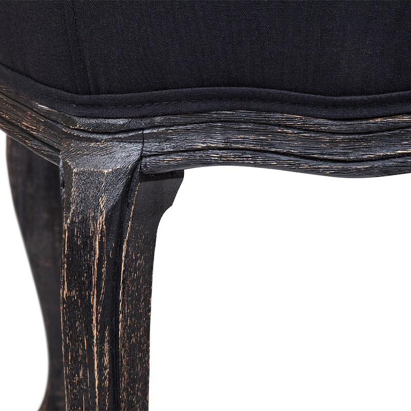 Кресло низкое в стиле прованс Черный Лен Louis French Armchair