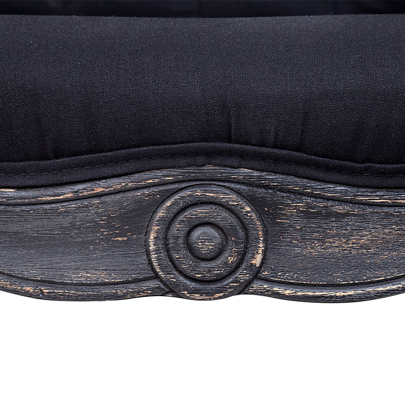 Кресло низкое в стиле прованс Черный Лен Louis French Armchair