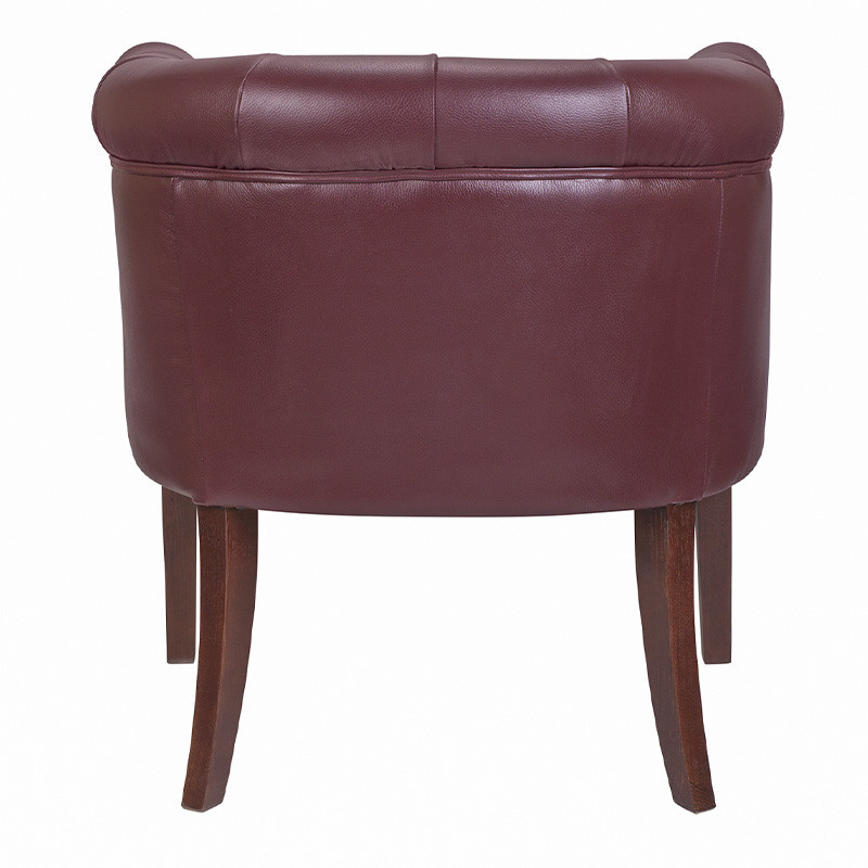 Кресло низкое из натуральной кожи на 4-х деревянных ножках из массива бука Chloe Leather Armchair vine