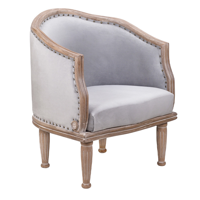 Кресло низкое с мягкой обивкой из велюра на 4-х деревянных ножках Emile Armchair grey