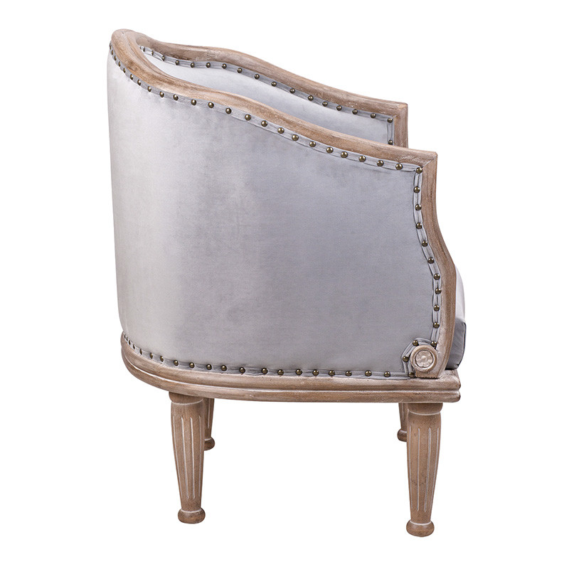 Кресло низкое с мягкой обивкой из велюра на 4-х деревянных ножках Emile Armchair grey