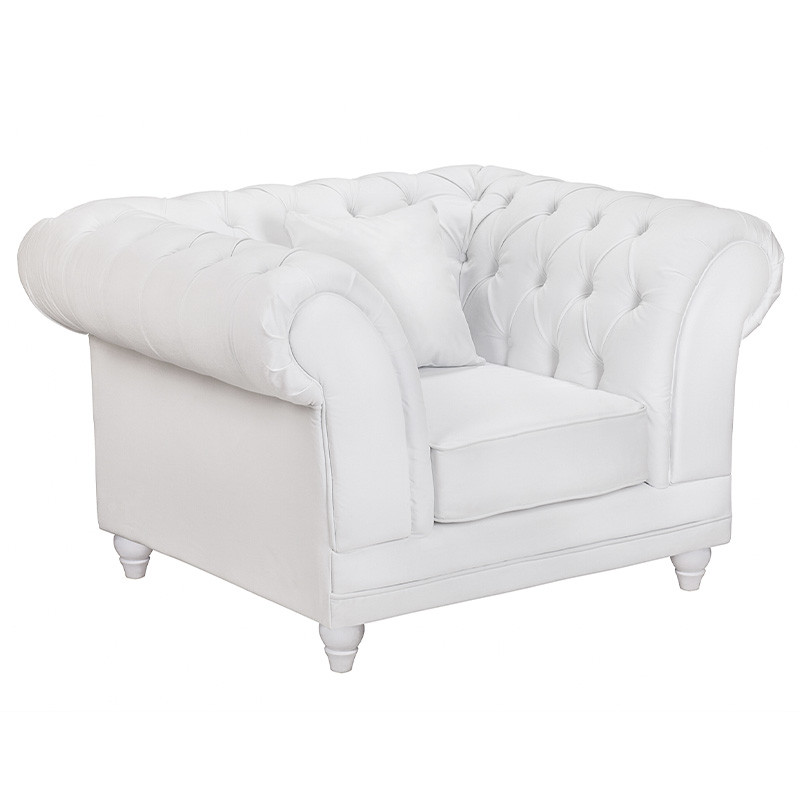 Кресло низкое с мягкой обивкой из велюра на 4-х ножках из массива березы Sophie Armchair white