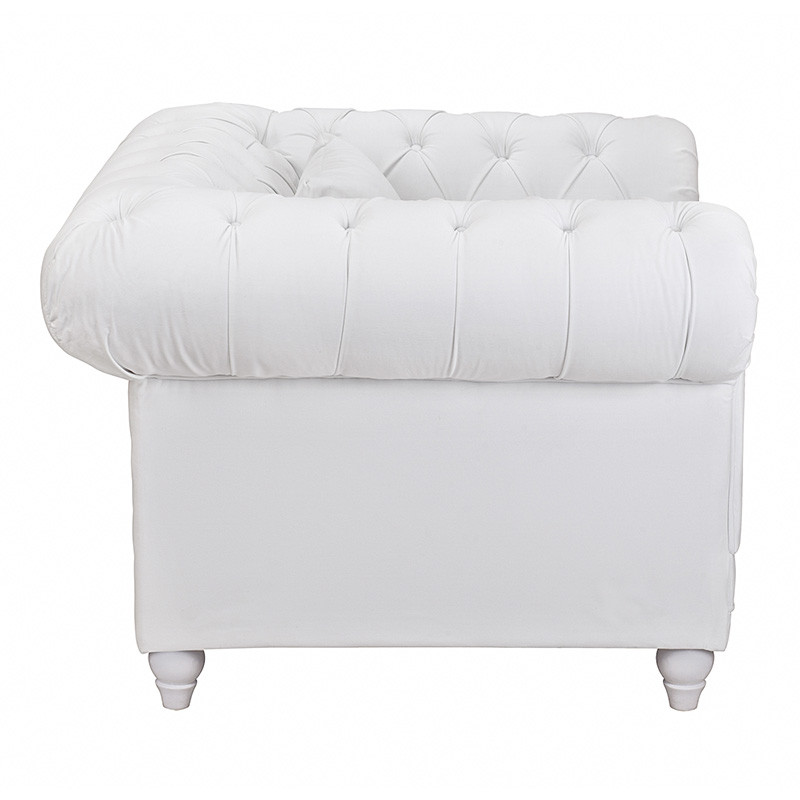 Кресло низкое с мягкой обивкой из велюра на 4-х ножках из массива березы Sophie Armchair white