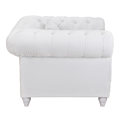 Кресло низкое с мягкой обивкой из велюра на 4-х ножках из массива березы Sophie Armchair white