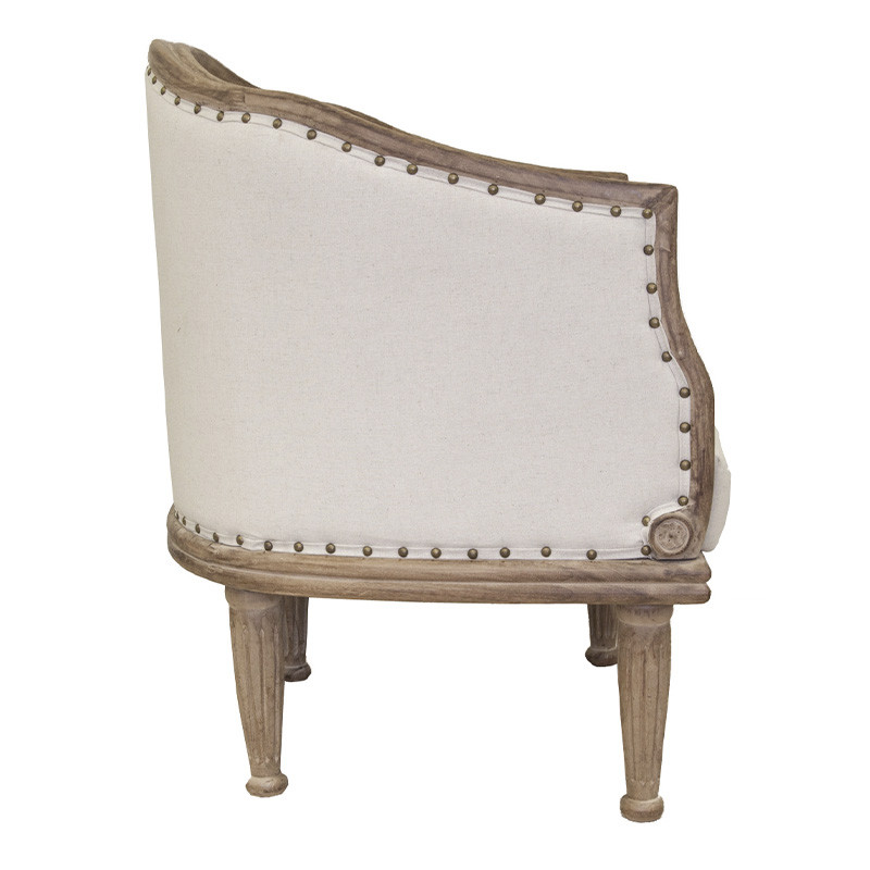 Кресло низкое с мягкой обивкой из льна на 4-х деревянных ножках Emile Armchair beige