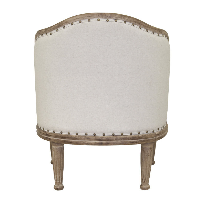 Кресло низкое с мягкой обивкой из льна на 4-х деревянных ножках Emile Armchair beige