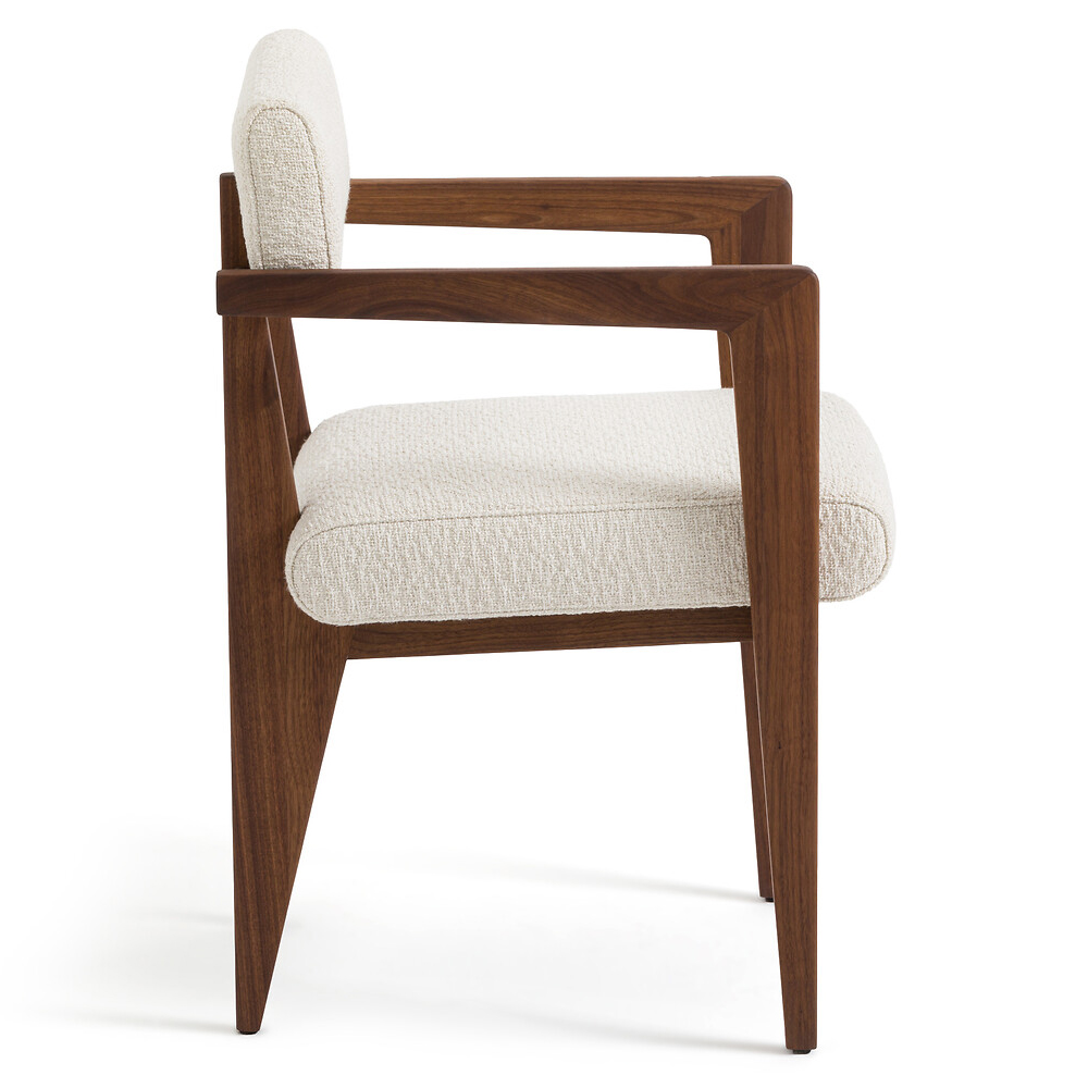 Кресло обеденное Alcove White Boucle из массива ореха