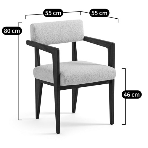 Кресло обеденное Alcove White Boucle из массива ореха