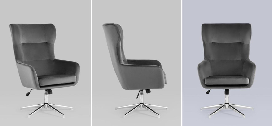 Кресло офисное Alastair серый велюр