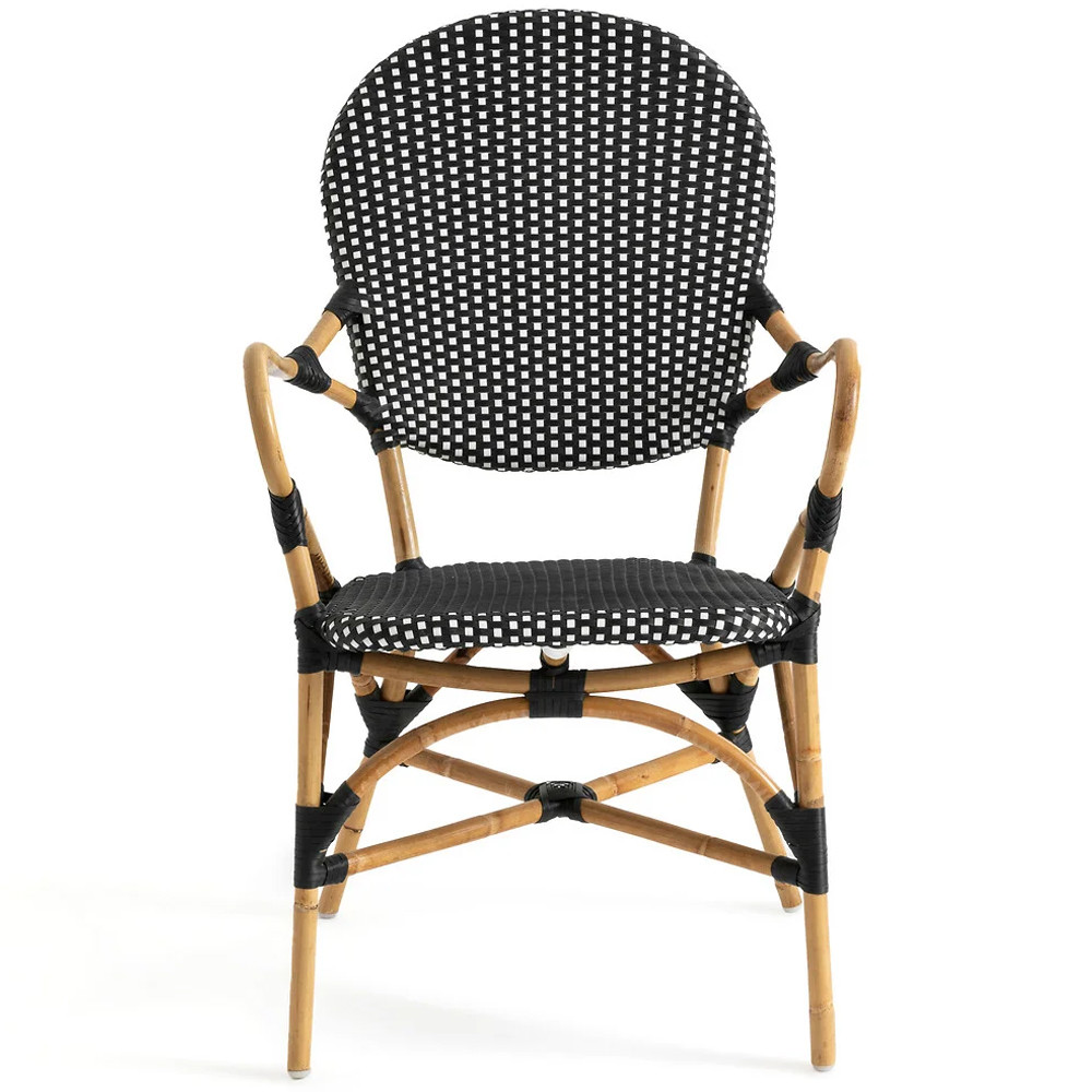 Кресло плетеное из ротанга Ronald Black White Rattan Chair
