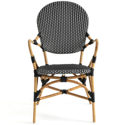 Кресло плетеное из ротанга Ronald Black White Rattan Chair