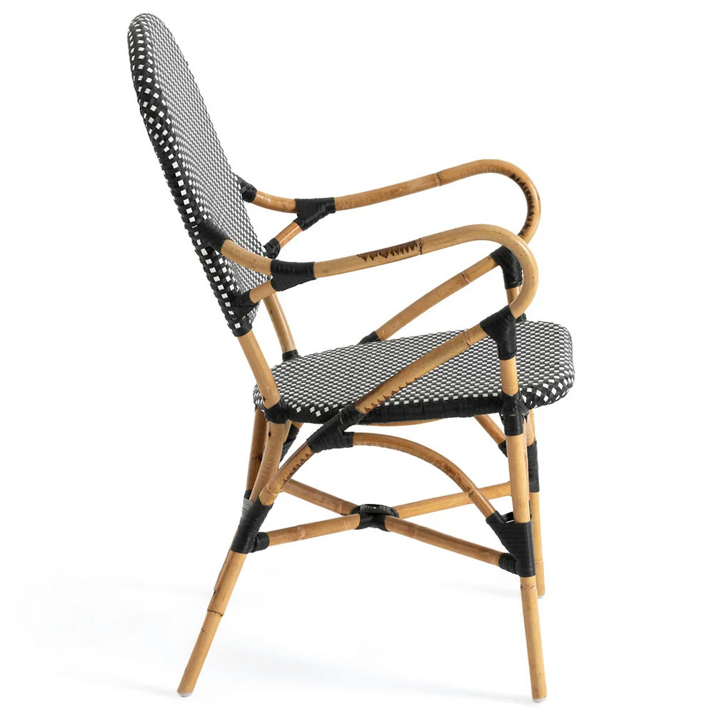Кресло плетеное из ротанга Ronald Black White Rattan Chair