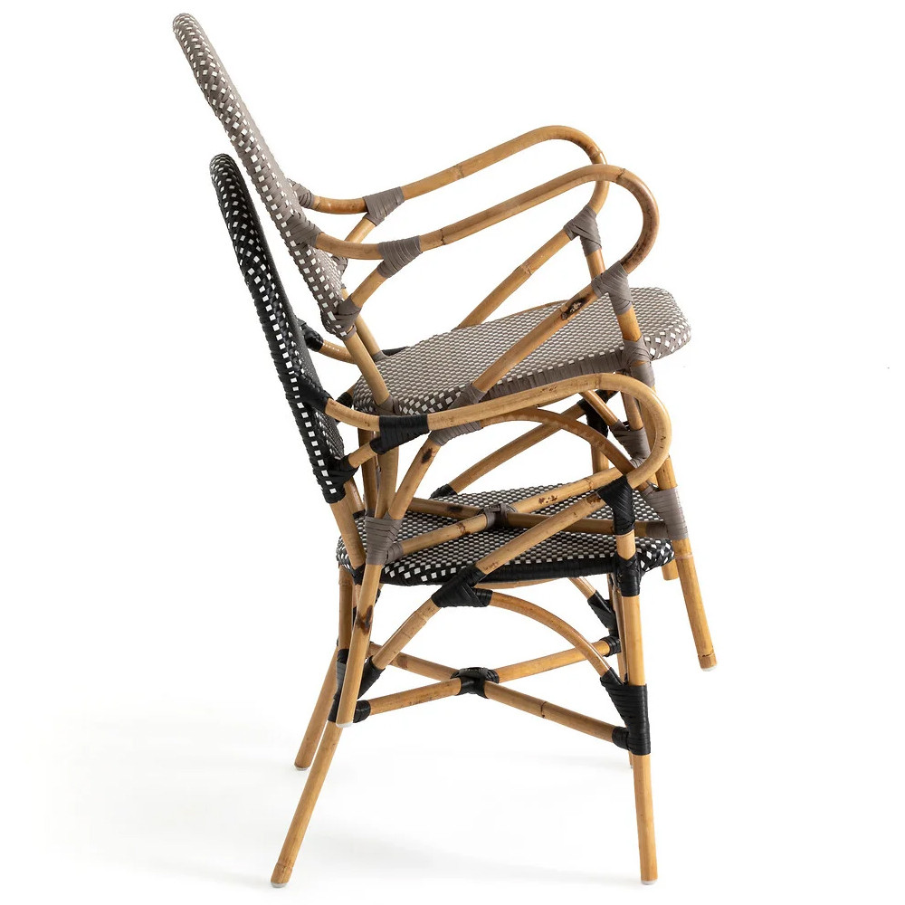 Кресло плетеное из ротанга Ronald Black White Rattan Chair