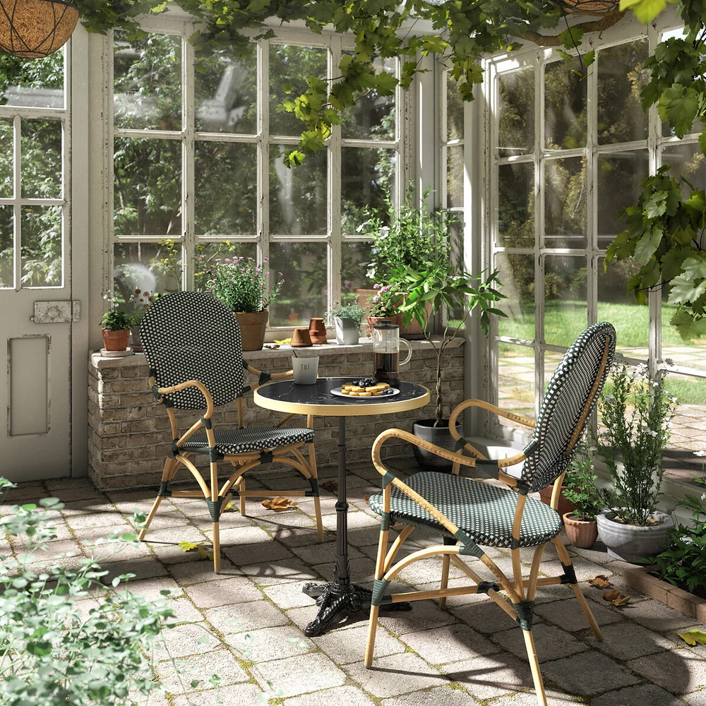 Кресло плетеное из ротанга Ronald Black White Rattan Chair