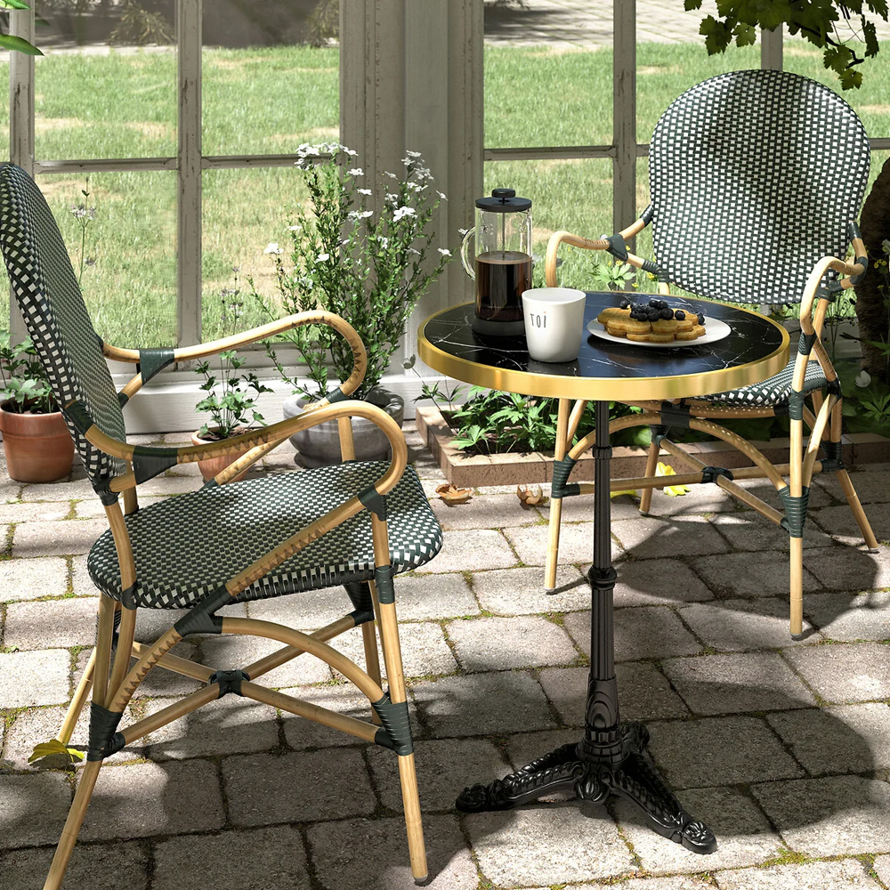 Кресло плетеное из ротанга Ronald Black White Rattan Chair