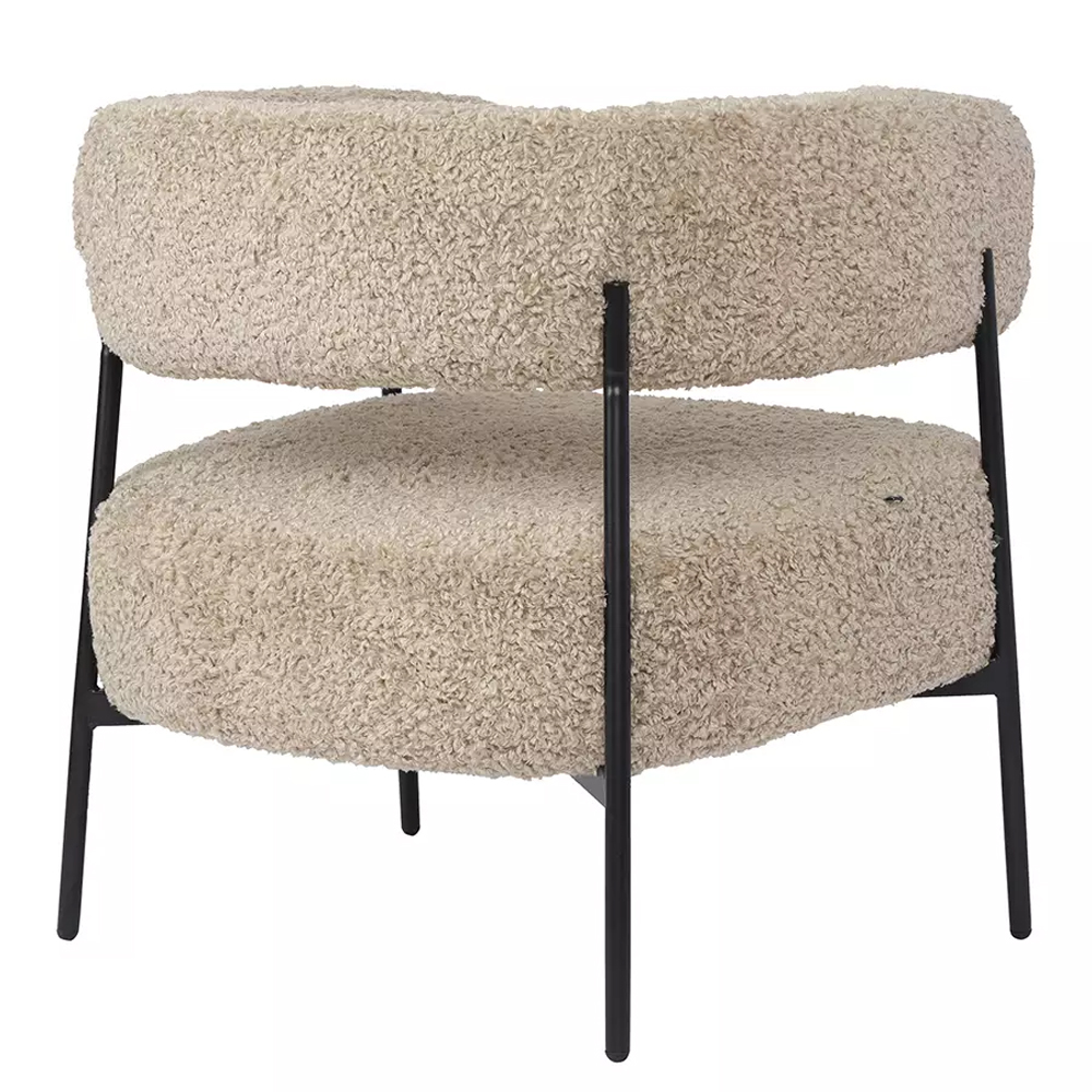 Кресло полукруглое мягкое с буклированной обивкой Armchair with Boucle Upholstery