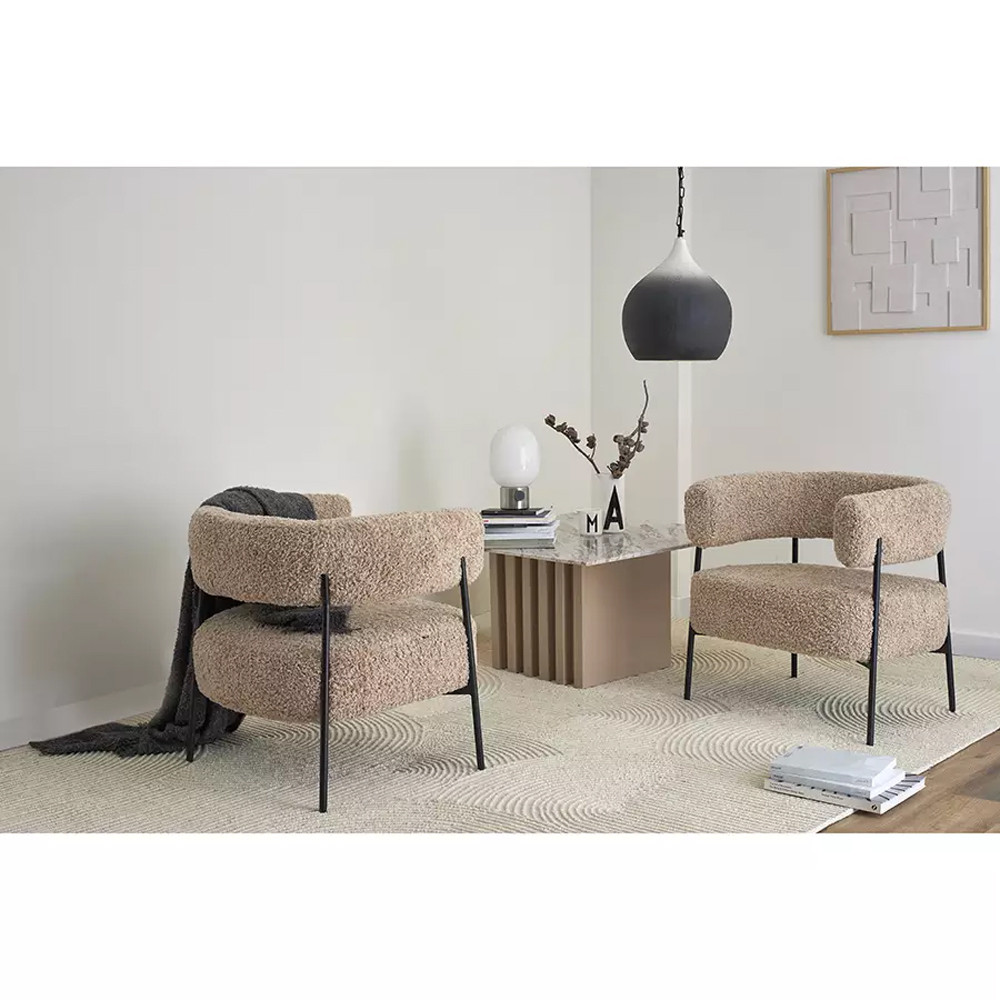 Кресло полукруглое мягкое с буклированной обивкой Armchair with Boucle Upholstery