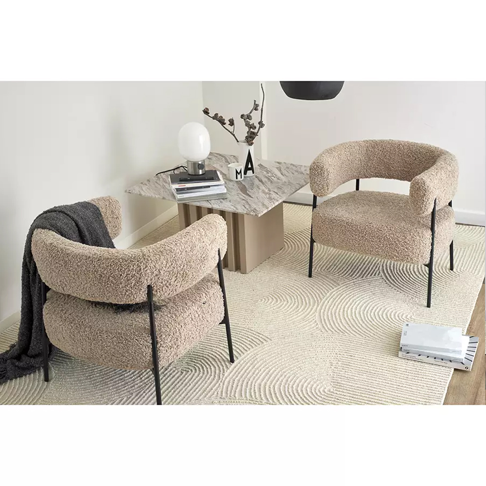 Кресло полукруглое мягкое с буклированной обивкой Armchair with Boucle Upholstery