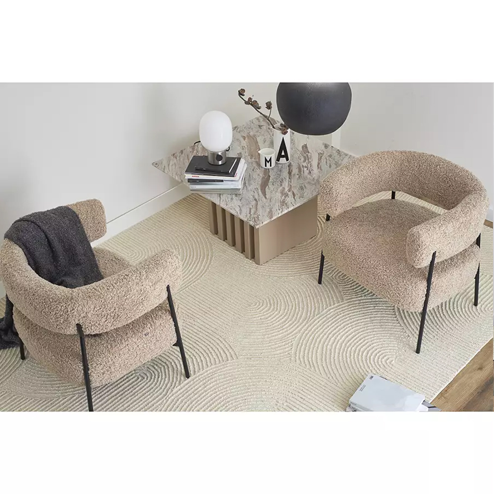 Кресло полукруглое мягкое с буклированной обивкой Armchair with Boucle Upholstery