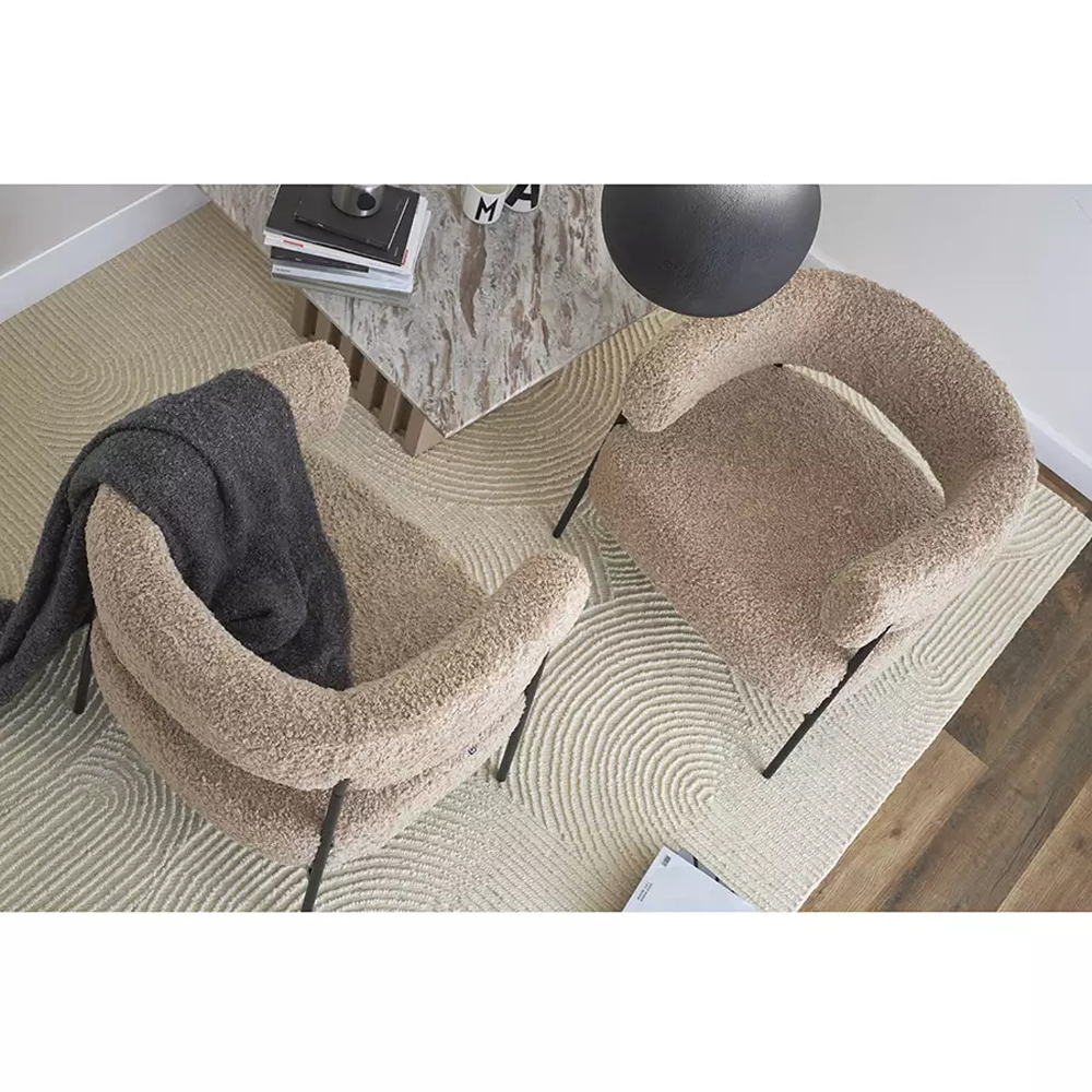 Кресло полукруглое мягкое с буклированной обивкой Armchair with Boucle Upholstery
