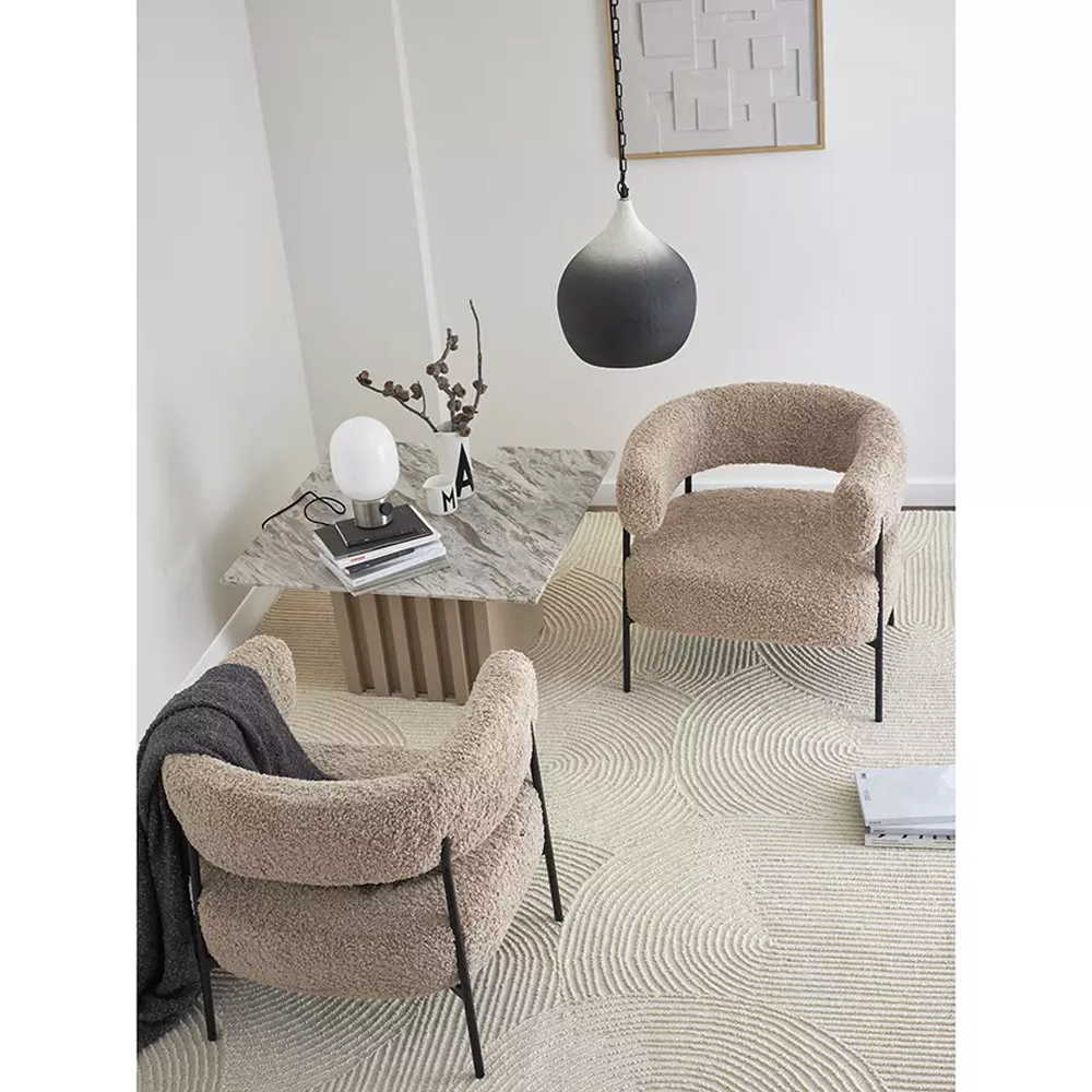 Кресло полукруглое мягкое с буклированной обивкой Armchair with Boucle Upholstery