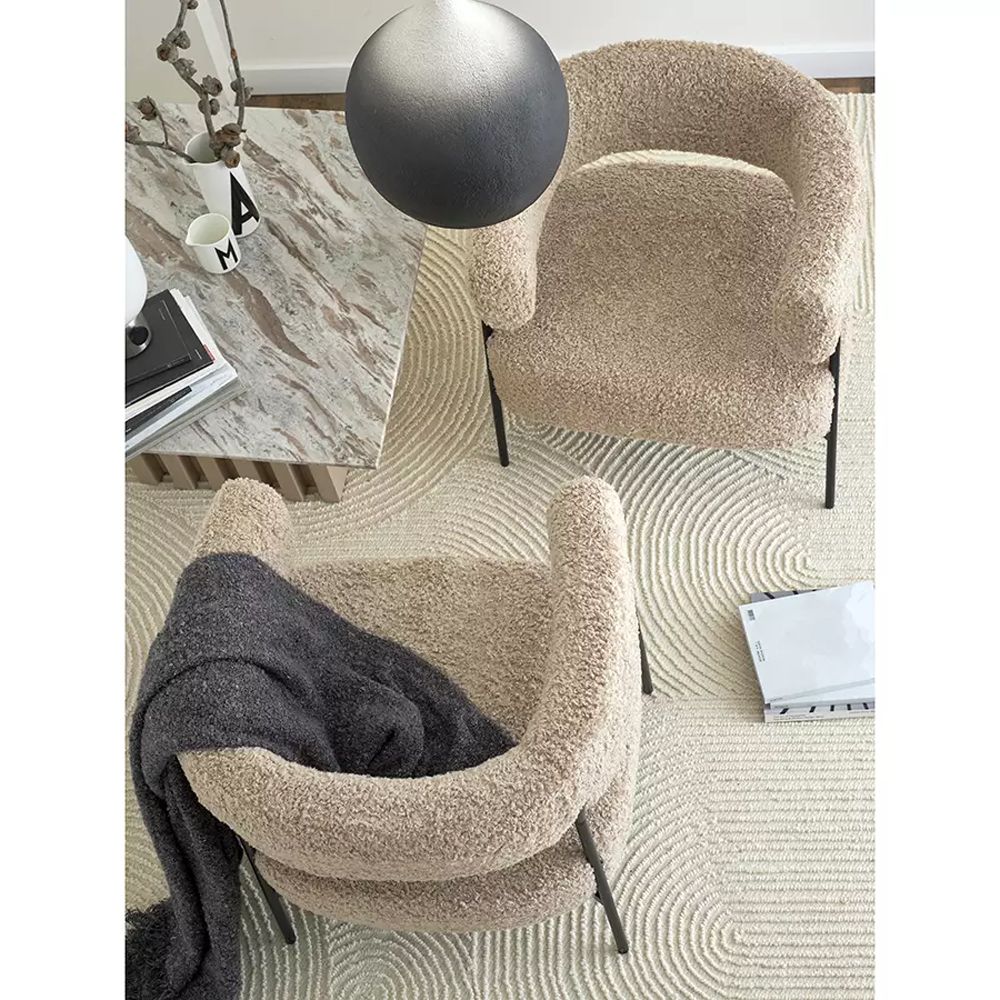 Кресло полукруглое мягкое с буклированной обивкой Armchair with Boucle Upholstery