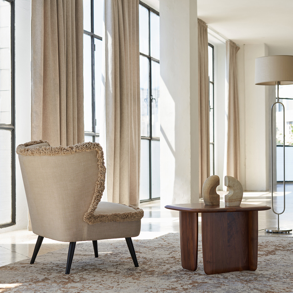 Кресло с декором бахрома Linen Fringe Chair Beige