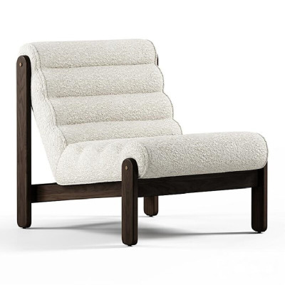 Кресло с деревянным каркасом и обивкой из белой ткани букле Medieval Furniture