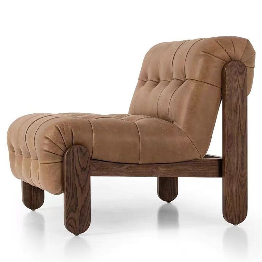 Кресло с деревянным каркасом и обивкой из кожи Medieval Furniture