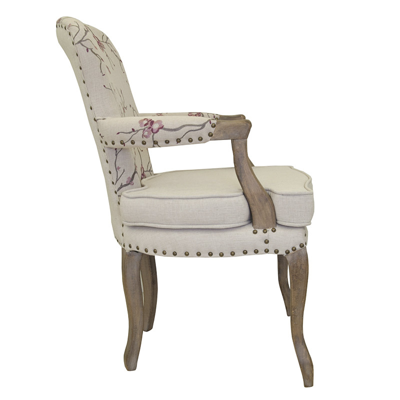 Кресло с изображением сакуры Aubrey Classical Armchair beige flax