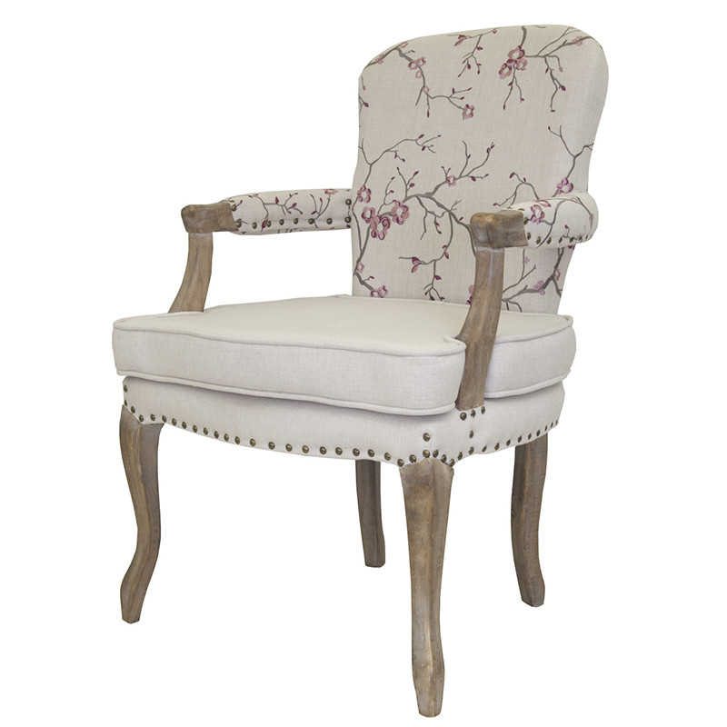 Кресло с изображением сакуры Aubrey Classical Armchair beige flax