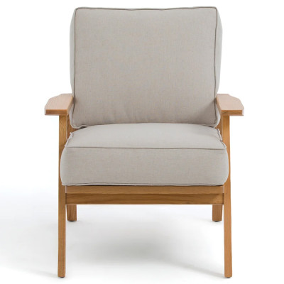 Кресло с каркасом из массива дуба Deniaud Oak Beige Armchair