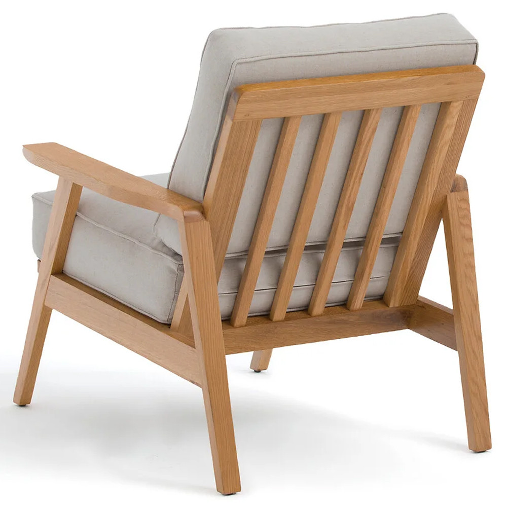 Кресло с каркасом из массива дуба Deniaud Oak Beige Armchair