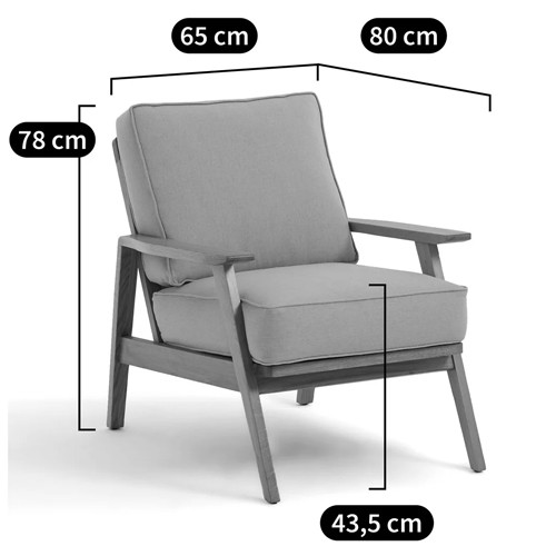 Кресло с каркасом из массива дуба Deniaud Oak Beige Armchair