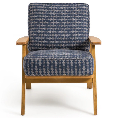 Кресло с каркасом из массива дуба Deniaud Oak Blue Print Armchair