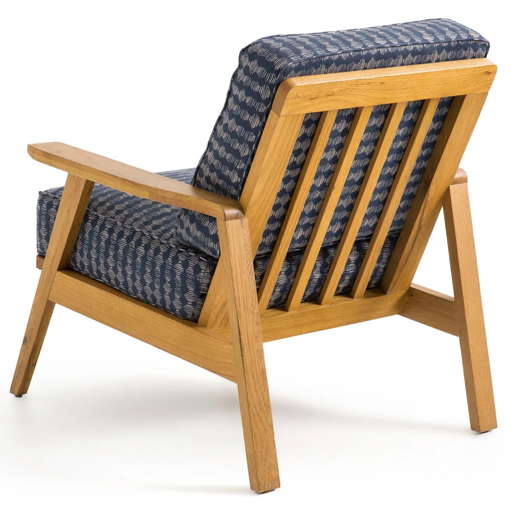 Кресло с каркасом из массива дуба Deniaud Oak Blue Print Armchair