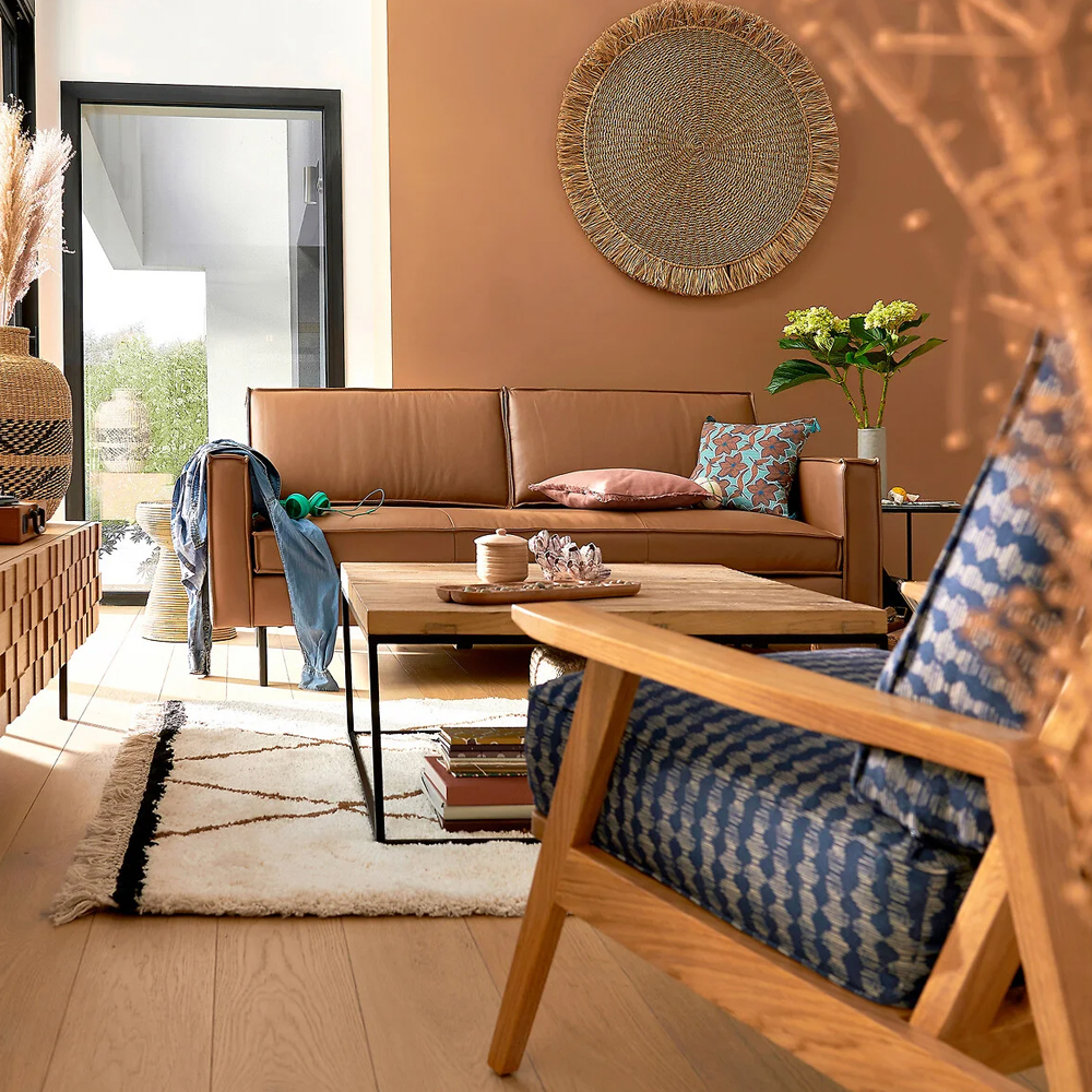 Кресло с каркасом из массива дуба Deniaud Oak Blue Print Armchair