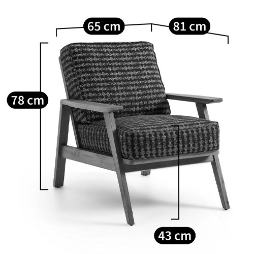Кресло с каркасом из массива дуба Deniaud Oak Blue Print Armchair