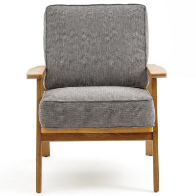 Кресло с каркасом из массива дуба Deniaud Oak Grey Armchair